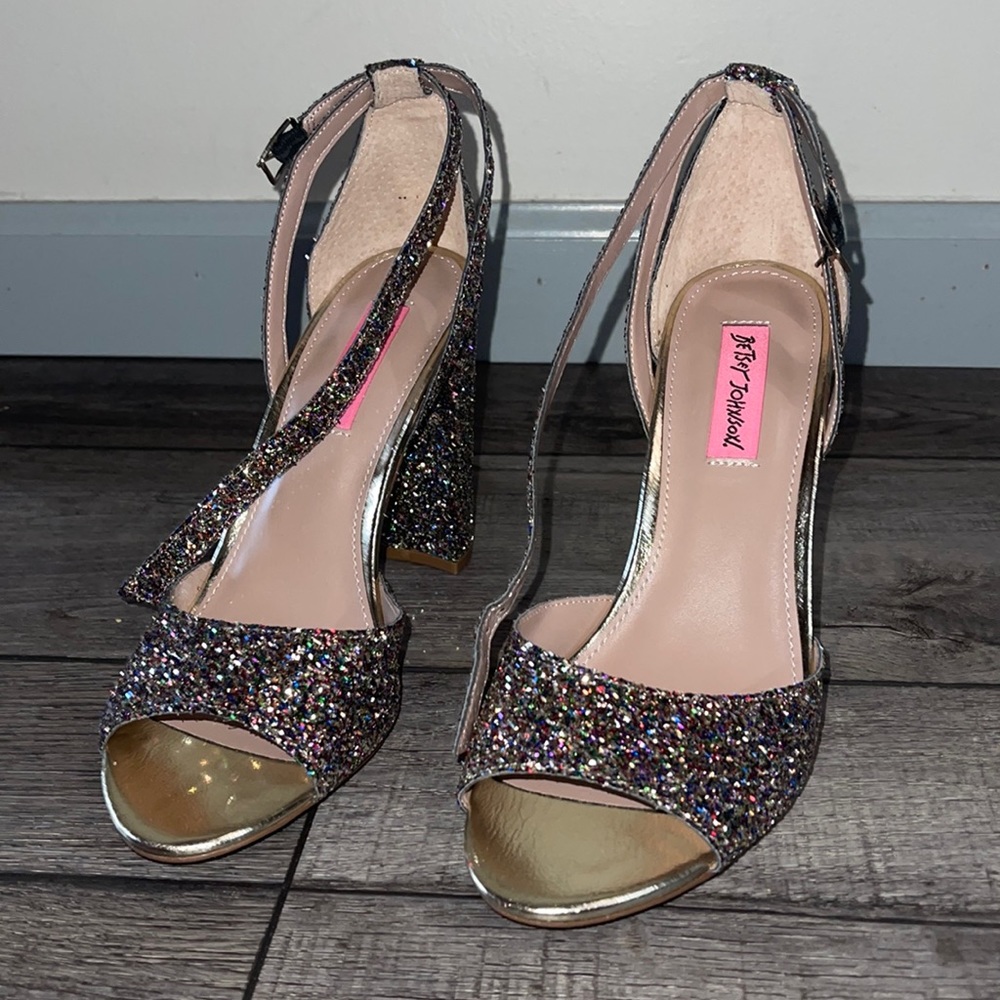 Betsey Johnson Glissten Rainbow Glitter Heels Shoes